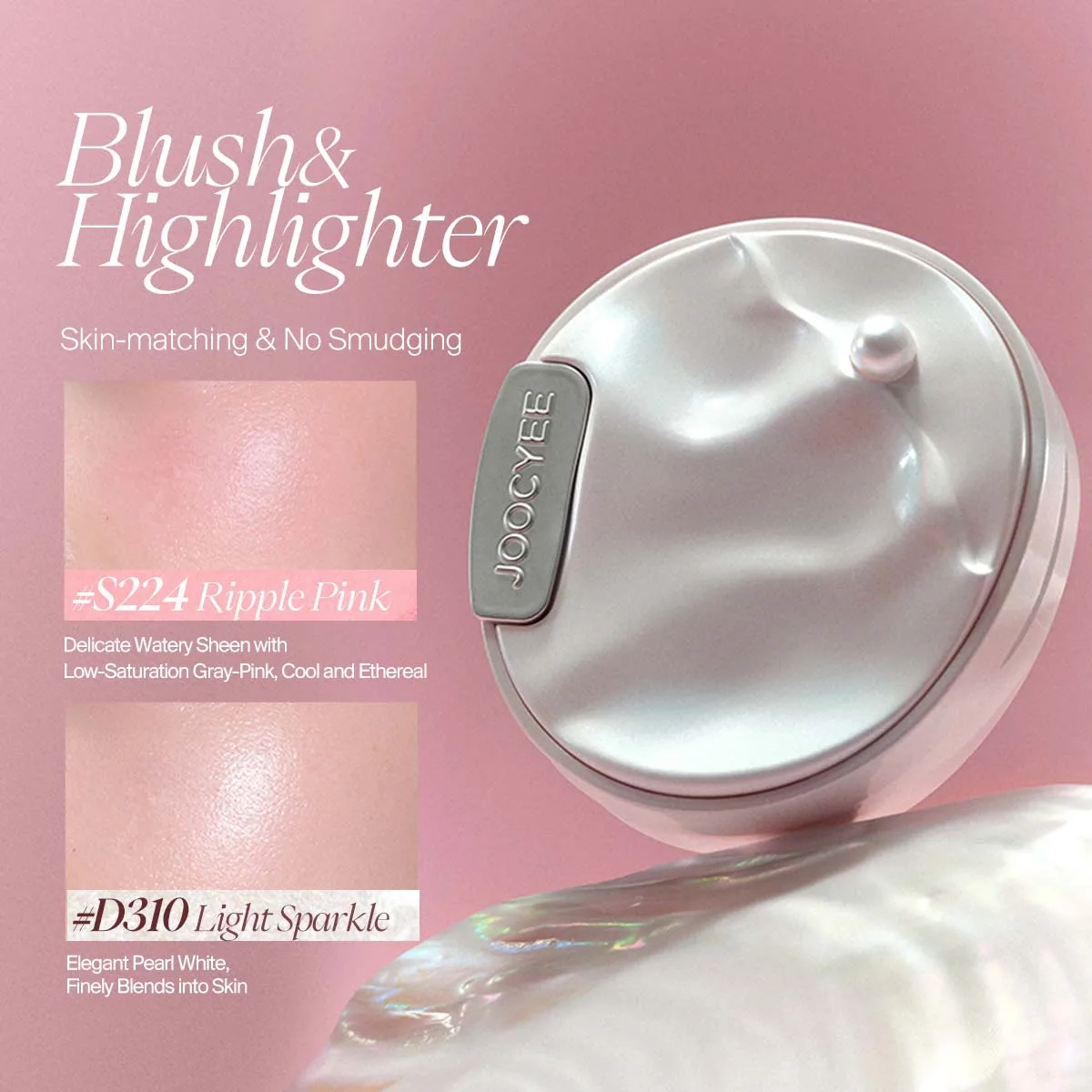 JOOCYEE Blush Highlighter Poeder Matte Naakt Shimmer Brighteen Enkele Kleur Gemakkelijk aan te brengen Waterdichte Langdurige Make-up 4g