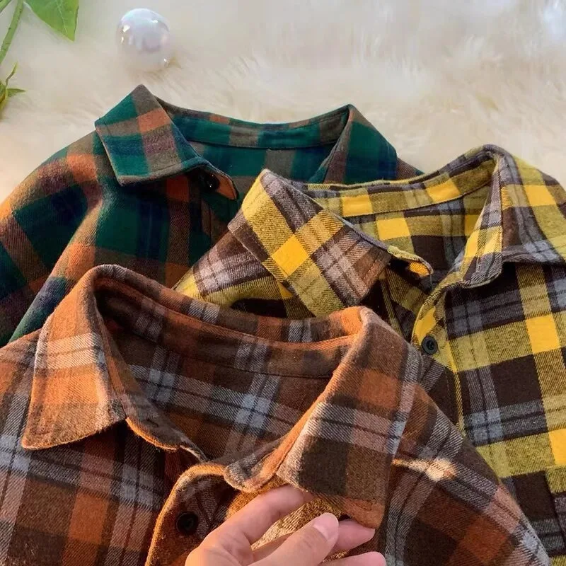 New Summer Men's Short Shirt French Casual Oversized Yellow Retro Checkered Shirt Men Clothing Outdoor Sports Durable Top 2026