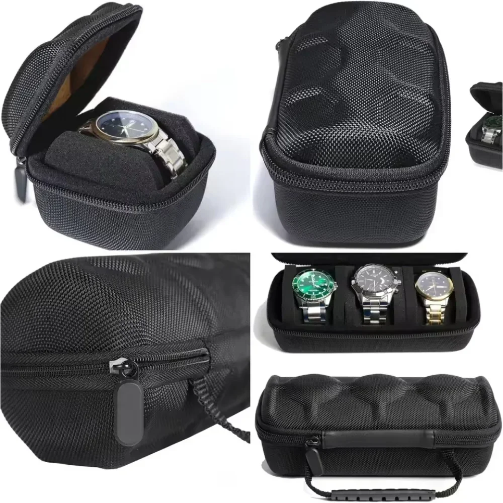 حقيبة سفر محمولة للساعة، منظم صندوق تخزين مع إدخال إسفنجي لساعة Apple Watch Huawei Samsung Smartwatch متعددة الفتحات