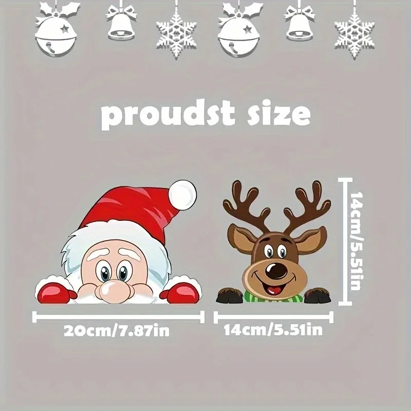 Santa Claus and Reindeer Car Sticker Set, durable vinyl decals, suitable for a variety of off-road vehicles,