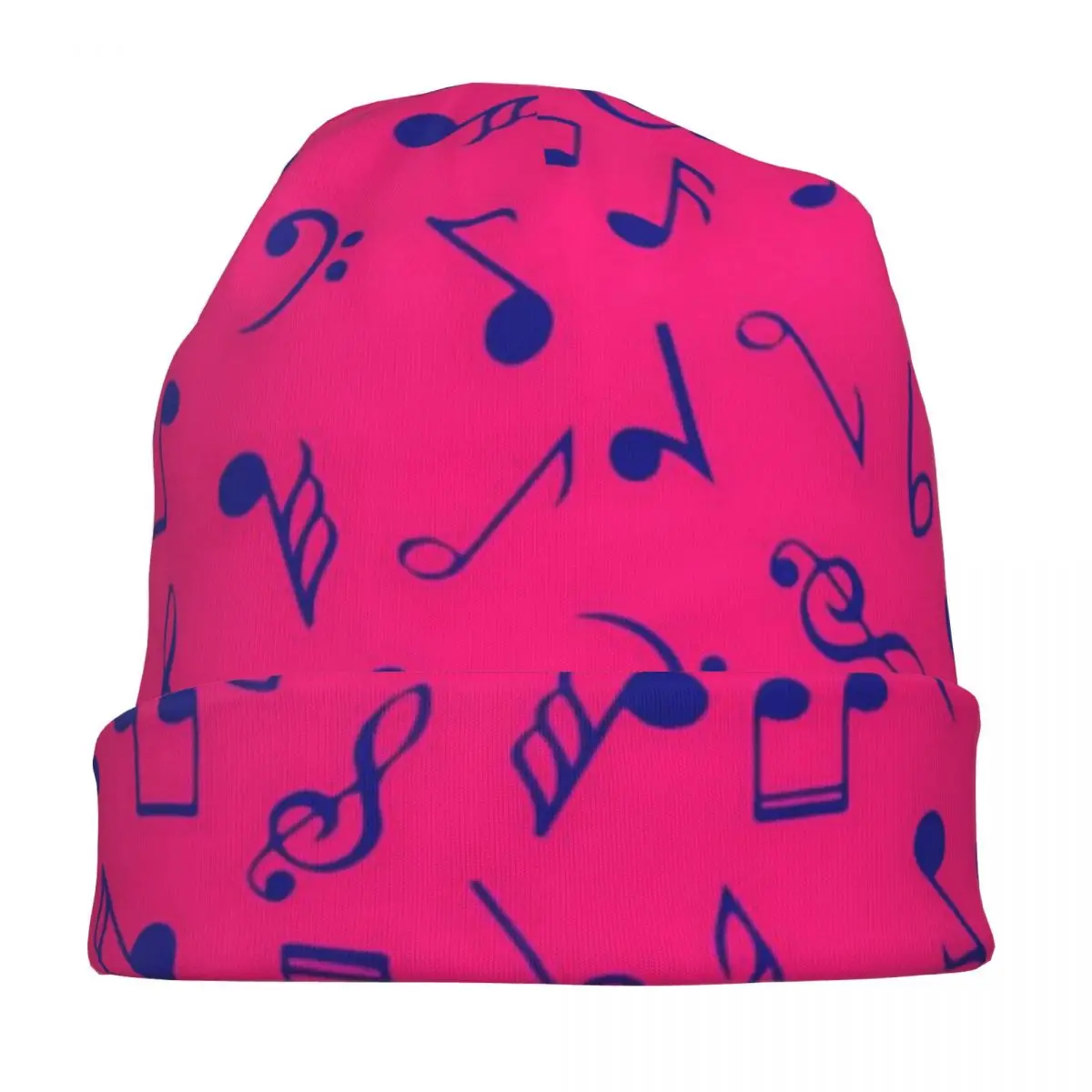 Music Notes Beanie Hats Pink And Blue Vintage Caps Men Women Hippie Skullies Beanies Spring Design Head Wrap Beanie Hats image 3