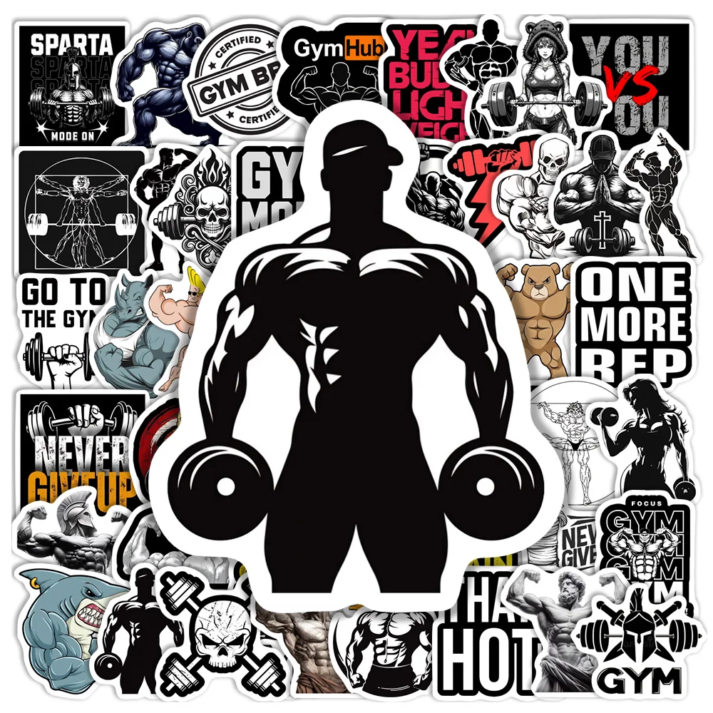 Fitness-Studio-Aufkleber, Vinyl, wasserfest, für Scrapbook, Laptop, Telefon, Gepäck, Flaschen, DIY, Geschenk, Spielzeug, Junk-Journals, dekorativ – Detail 1