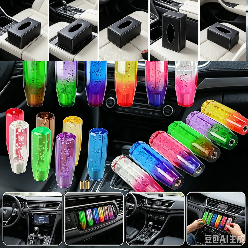 Universal 15cm Car Stitching Color Multicolor Crystal Bubble Gear Shift Knob Colorful Shifter Lever AT MT