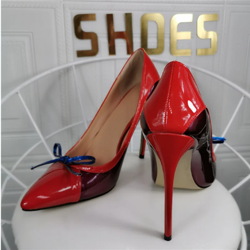 

SHOFOO shoes Fashion women's high heels Color matching Pointed toe pumps Heel height about 12cm Lady shoes Fashion show banquet