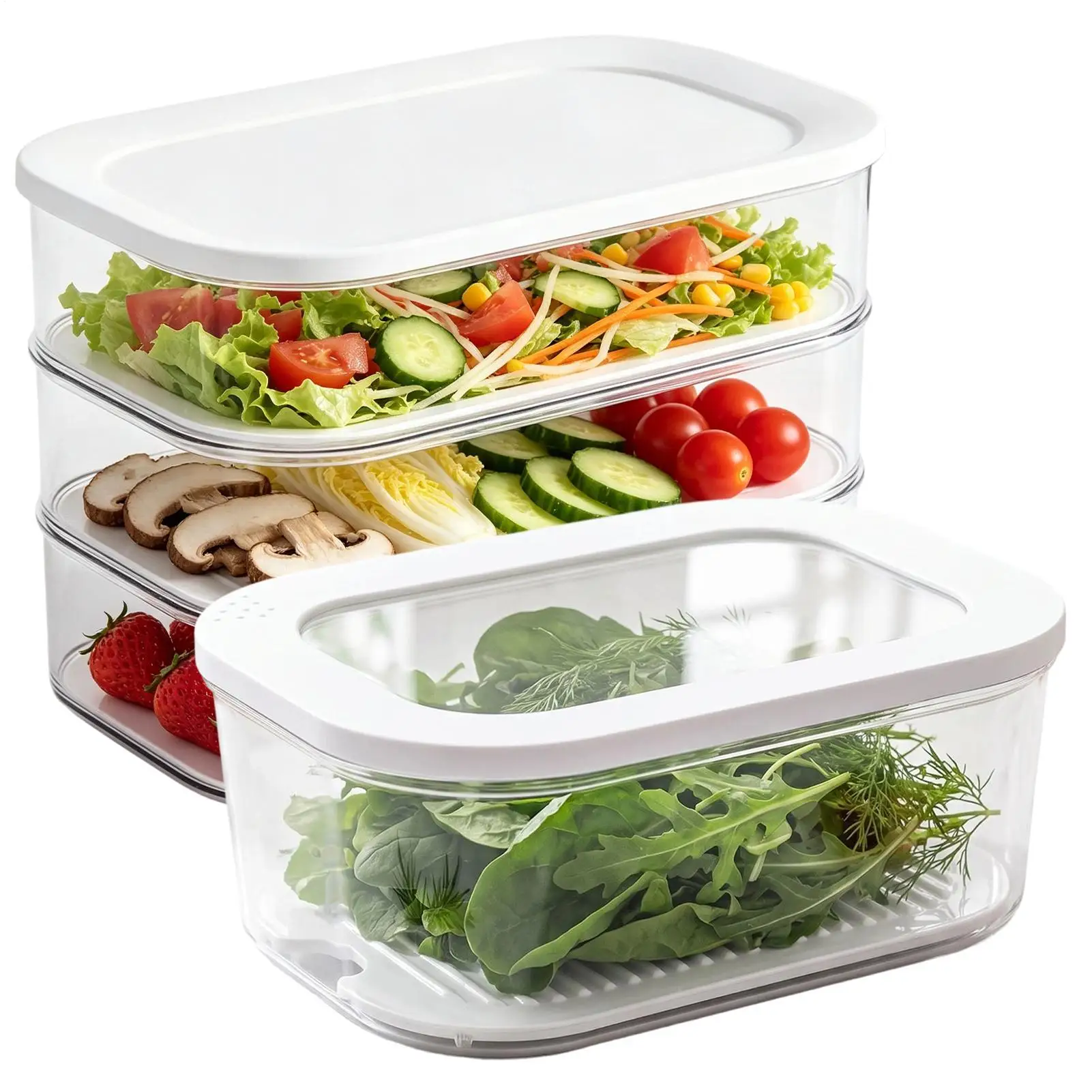 Refrigerator Preservation Storage Box Dry Wet Separation Drain Food Storage Box Refrigerator Container Fruit Storage Box