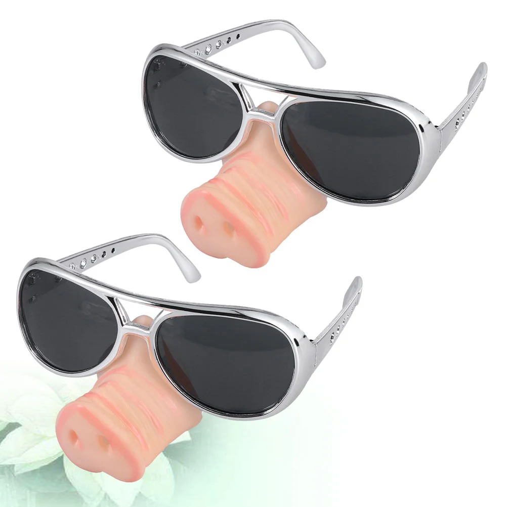 

2pcs Pig Nose Glasses Funny Cosplay Glasses Glasses Party Supplies (Silver) Funny Glasses