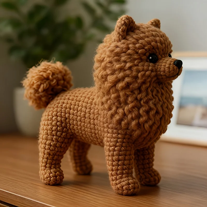 1pc/Set--Pomeranian Crochet Material Kit, Creative Crochet | with HD Illustrated Tutorial, Beginner-Friendly | Includes Crochet Hook, Exclusive Color Yarn And Additions | Bestie/Birthday Gift | Christmas/Easter/Thanksgiving Essential