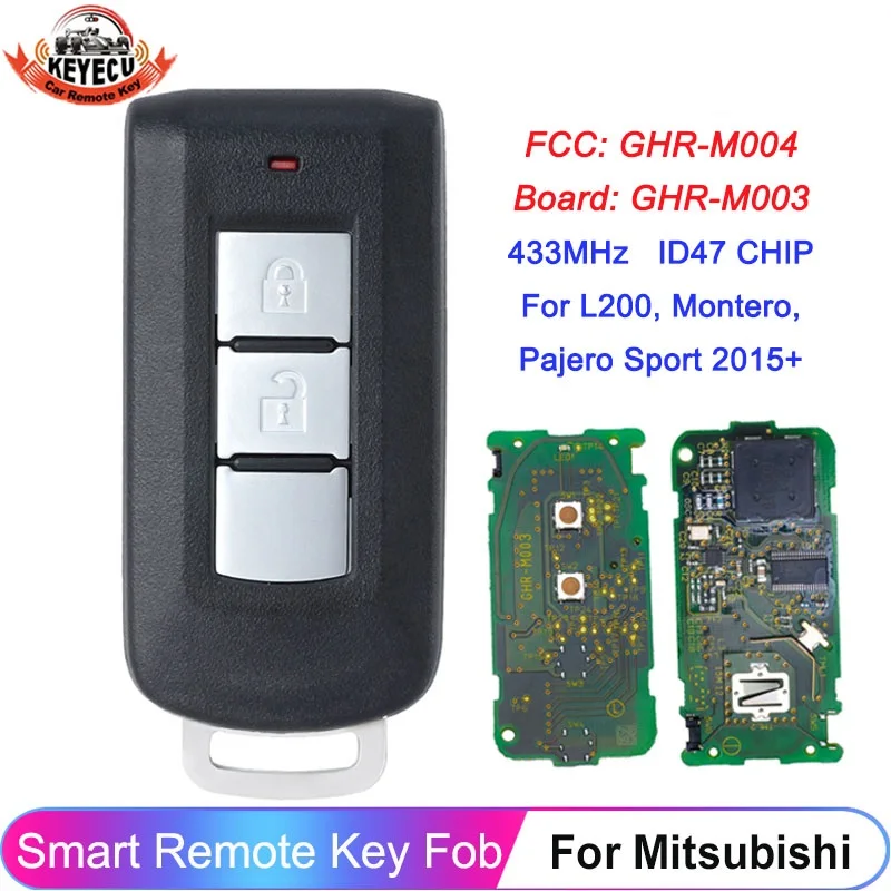 KEYECU GHR-M004 GHR-M003 For Mitsubishi Pajero Sport L200 2015 2016 2017 2018 2019 Montero Smart Key ID47 Chip 433MHz Remote Fob