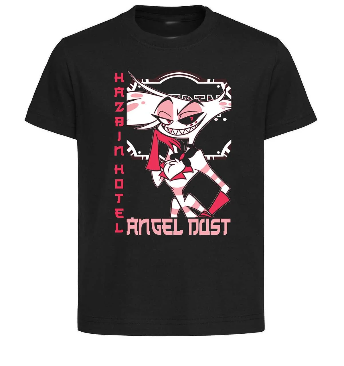 

Футболка с надписью Angel Dust, текстом и портретом персонажа на черной хлопковой футболке, унисекс, повседневная.