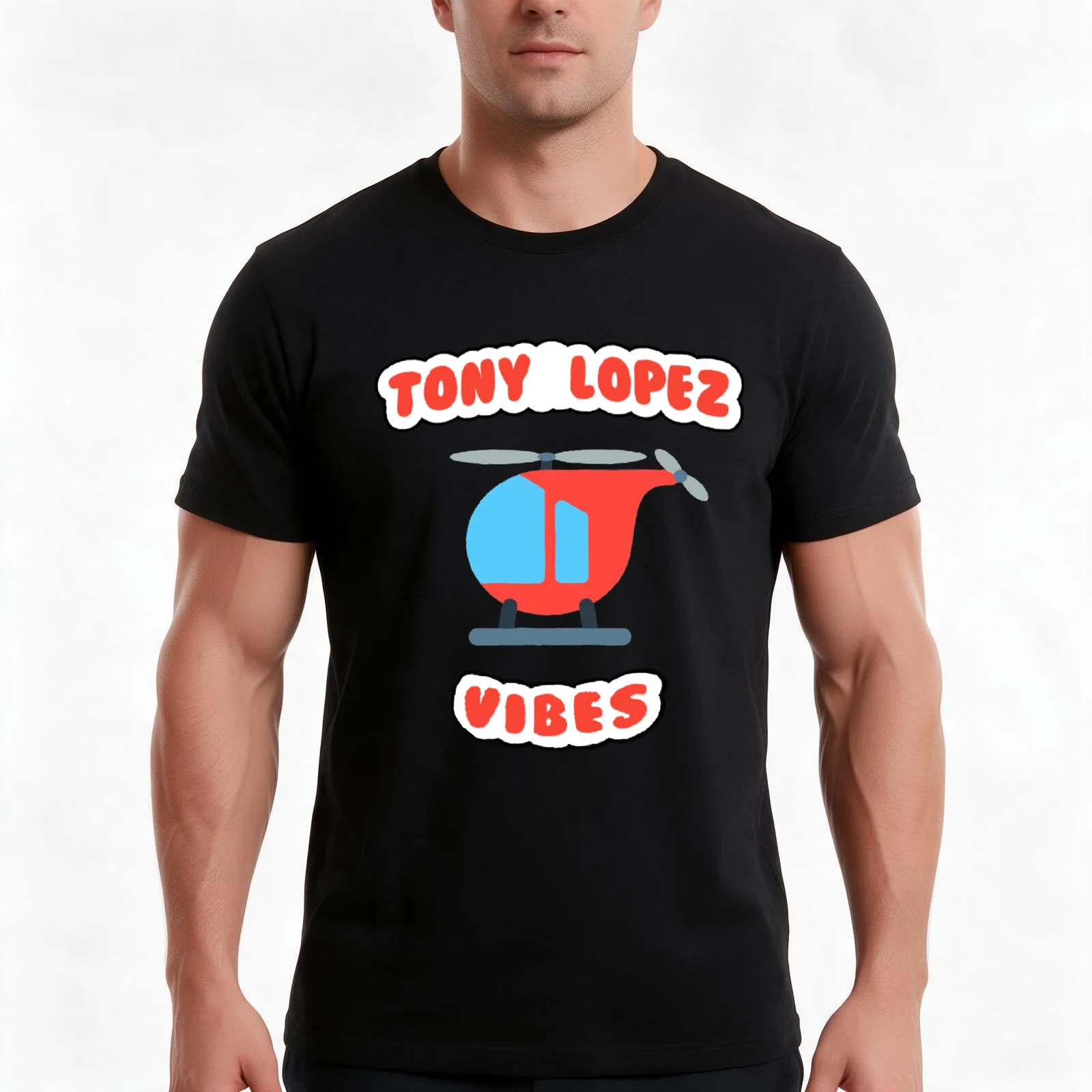 tony lopez vibes T-Shirt, Summer Casual Cotton Tee, Oversized Streetwear Tops, Vintage Graphic Print, Loose Fit Short Sleeve