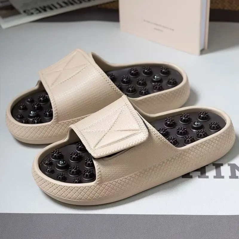 Summer New Men One Word Foot Massage Slippers Sandals Unisex Relieve Foot Fatigue Home Foot Therapy Slippers Health Care Slipper