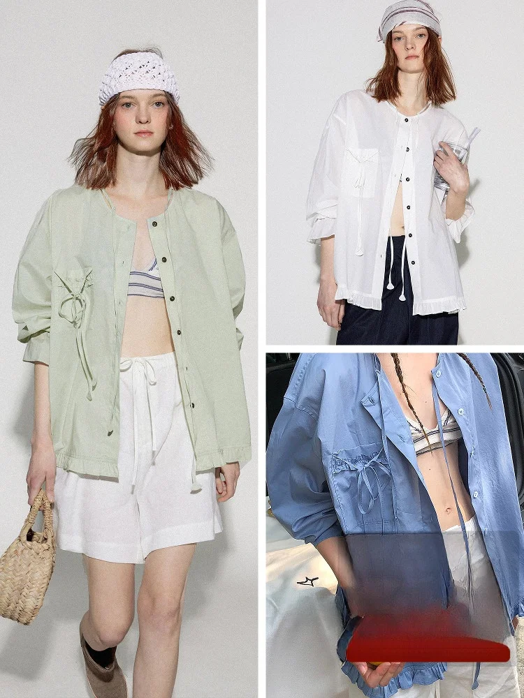 

Мягкая тонкая хлопковая рубашка с узлом для женщин, модель Holiday00, из чистого хлопка, с длинным рукавом, на пуговицах, для повседневной офисной носки