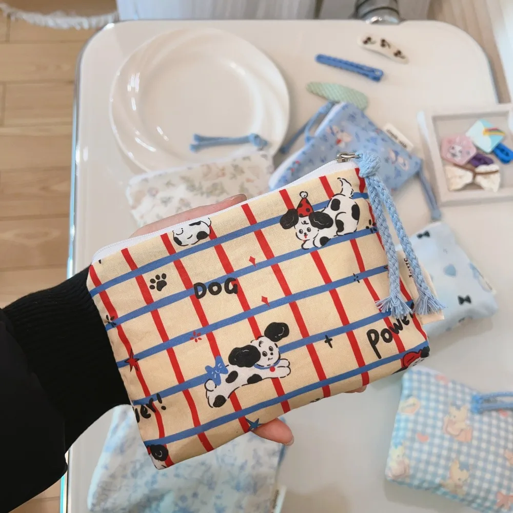 

New Cartoon Prints Mini Coin Purse Square Zipper Sundries Pouch Portable Cotton Earphone Lipstick Storage Bag