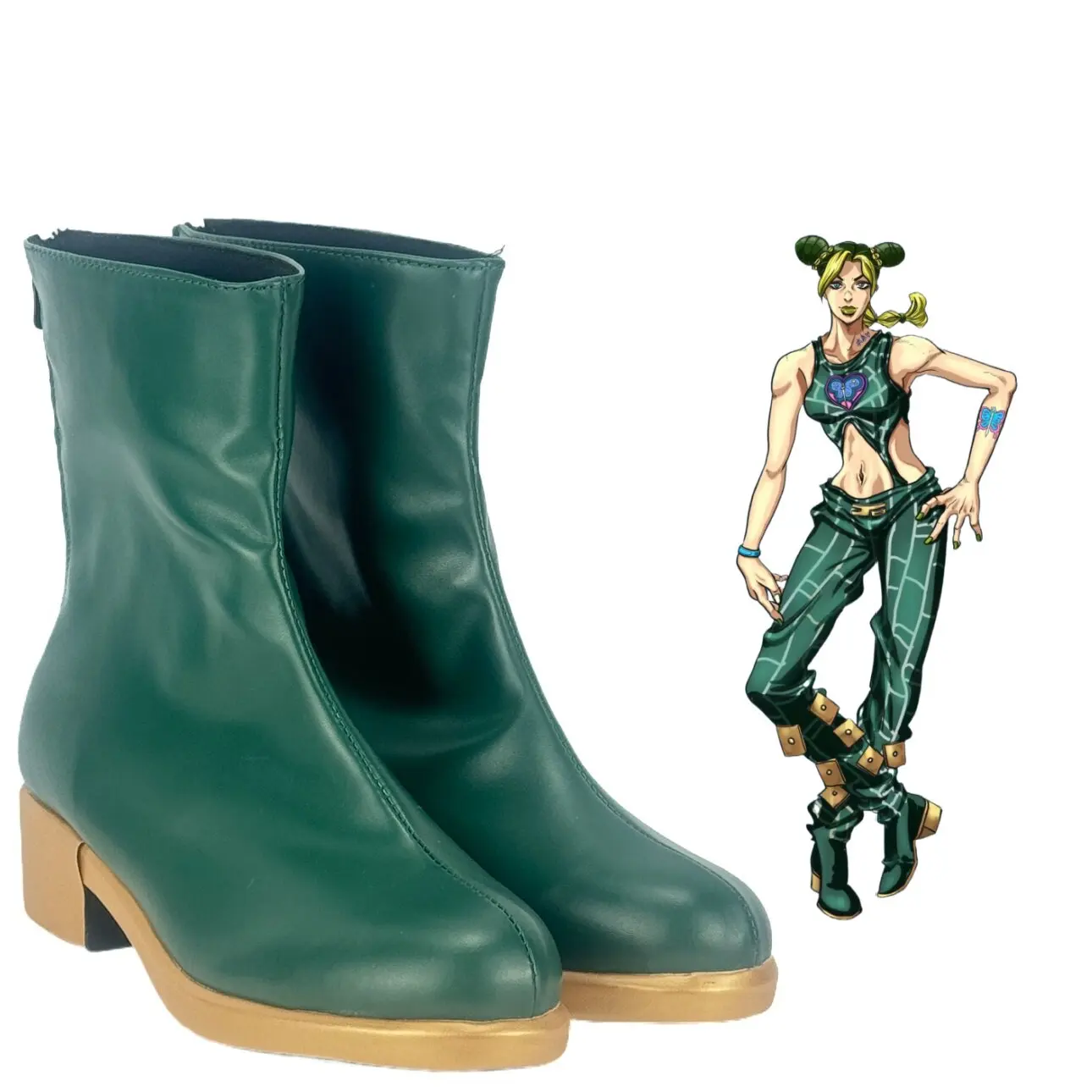 

Jolyne Cujoh Cosplay Shoes JOJO Stone Ocean Green Boots Custom Made Any Size