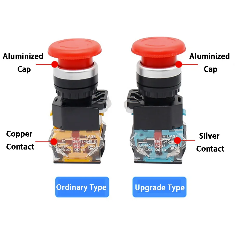 High Quality 1PCS LA38-11ZS E-Stop 22mm Red Mushroom Cap Emergency Stop Button for CNC Milling Router