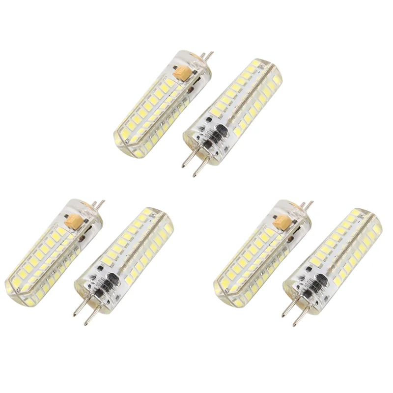 6X 6.5W GY6.35 LED Bulbs 72 2835 SMD LED 320Lm 50W Halogen Lamps Equivalent Dimmable Pure White 6000K Silicone Corn Bulb