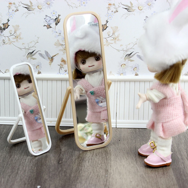 1PC ของเล่นเด็ก 1:12/1:18 Dollhouse Miniature จําลองกระจกความยาวเต็มชุดเฟอร์นิเจอร์อุปกรณ์เสริมสําหรับตุ๊กตาตกแต่ง