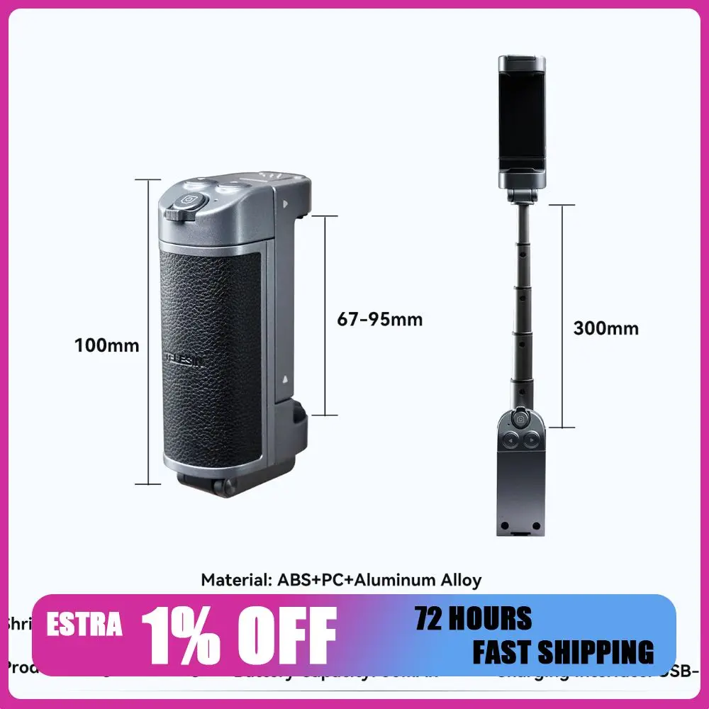 

TELESIN телефонная камера, ручка для селфи, Bluetooth-совместимый адаптер для пульта дистанционного управления, держатель для ручки, устройство для селфи, подставка для телефона на заказ