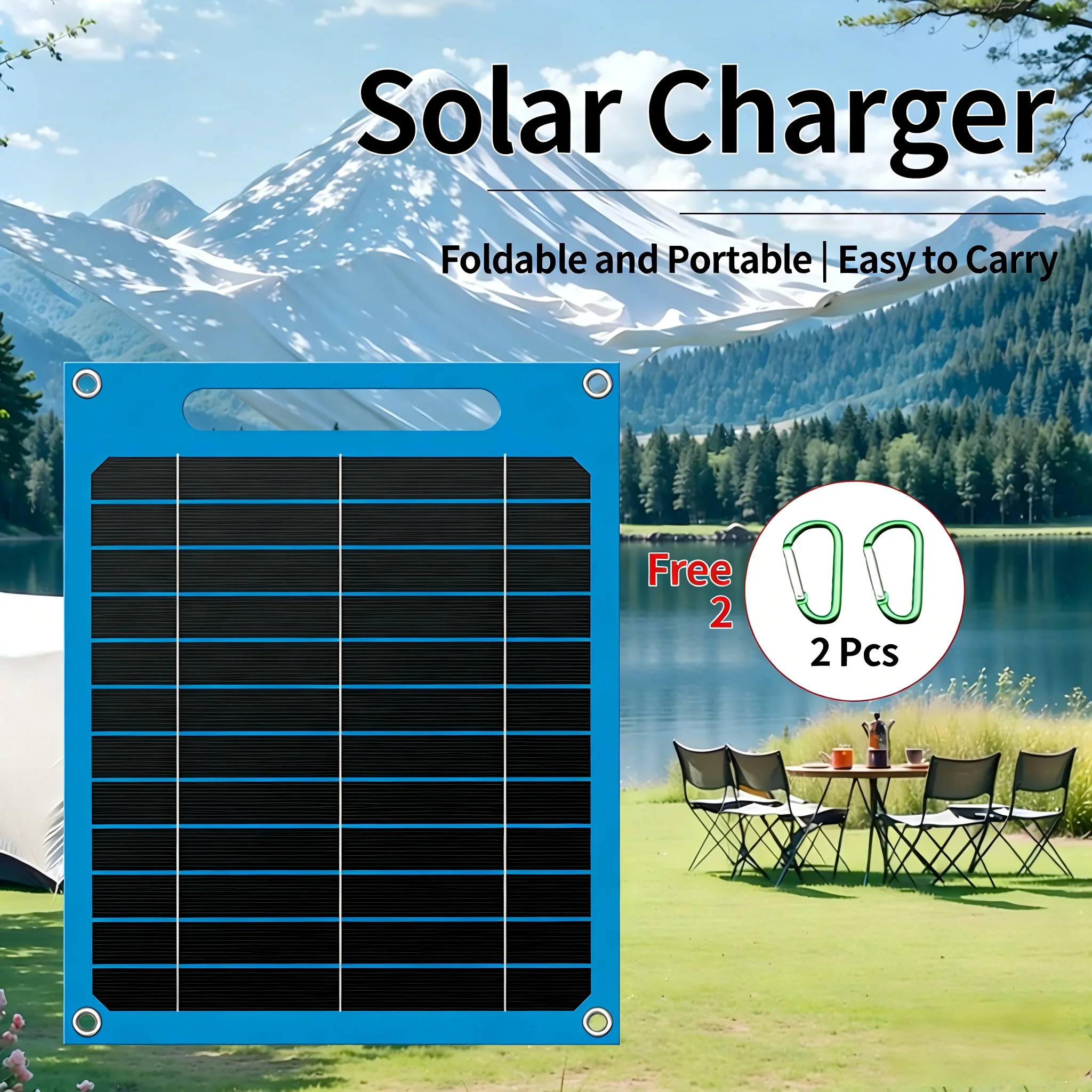 6V 2A USB Solar Panel Portable Waterproof Outdoor Hiking Camping Solar Charger for Phone Power Bank Small Devices