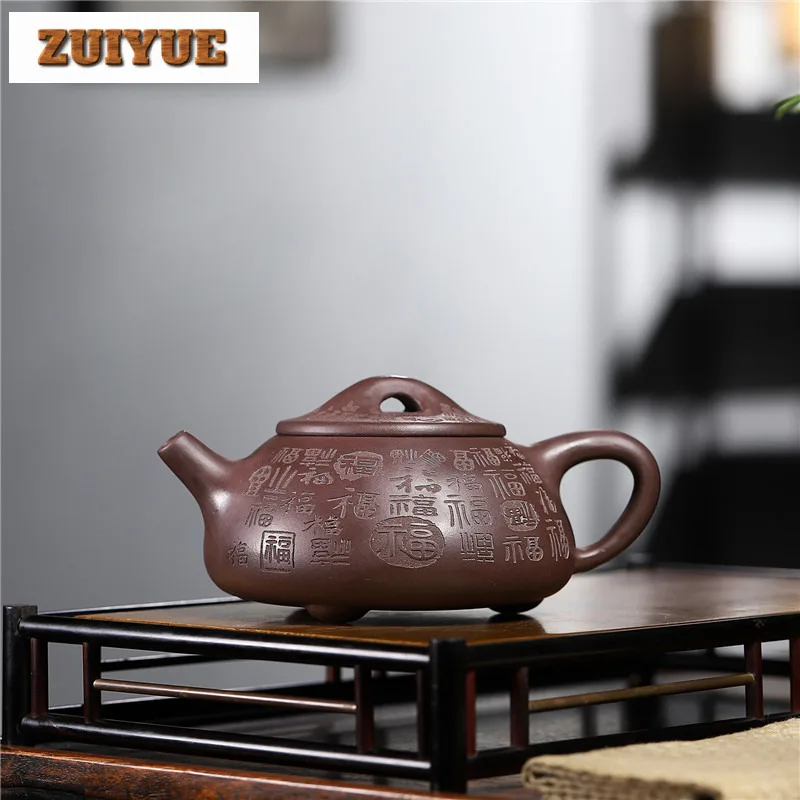 

460 мл чайники ручной работы Исин из фиолетовой глины, каменный совок ручной работы, горшок из необработанной руды, фиолетовый грязевой чайник, китайский чайный сервиз Zisha, подарок