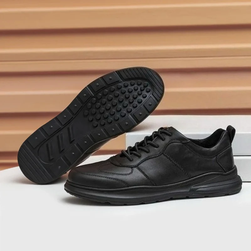 

Top-grain Cowhide Men's Casual Sports Shoes Trendy and Versatile Leather Shoes Breathable and Comfortable Lace-up Leather Shoes