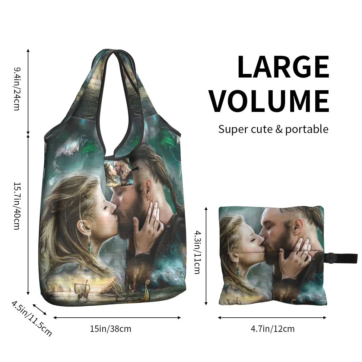 Viking Lagertha Ragnar Lothbrok Grocery Shopping Tote Bag Women Norse Valhalla Warrior Shopper Shoulder Bag Big Capacity Handbag