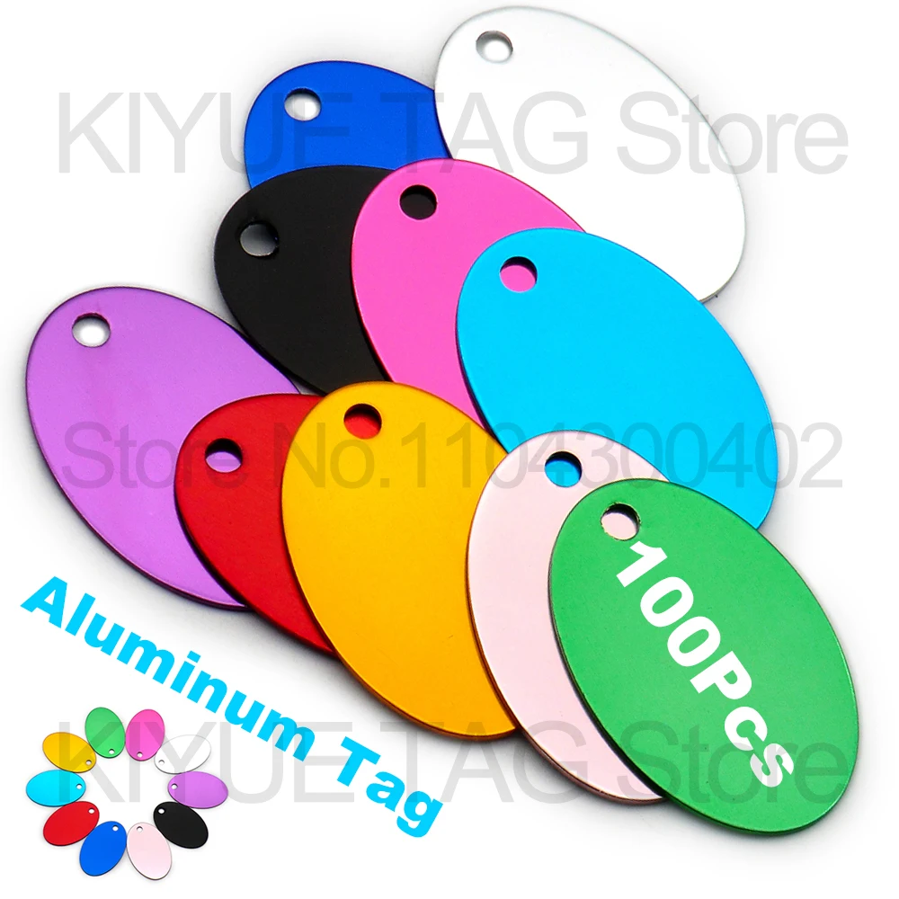 Wholesale 100Pcs Oval Dog ID Tags Accessories Dog Tags Name Pendant Nameplate Customized KIYUE Tag For Pet Collar