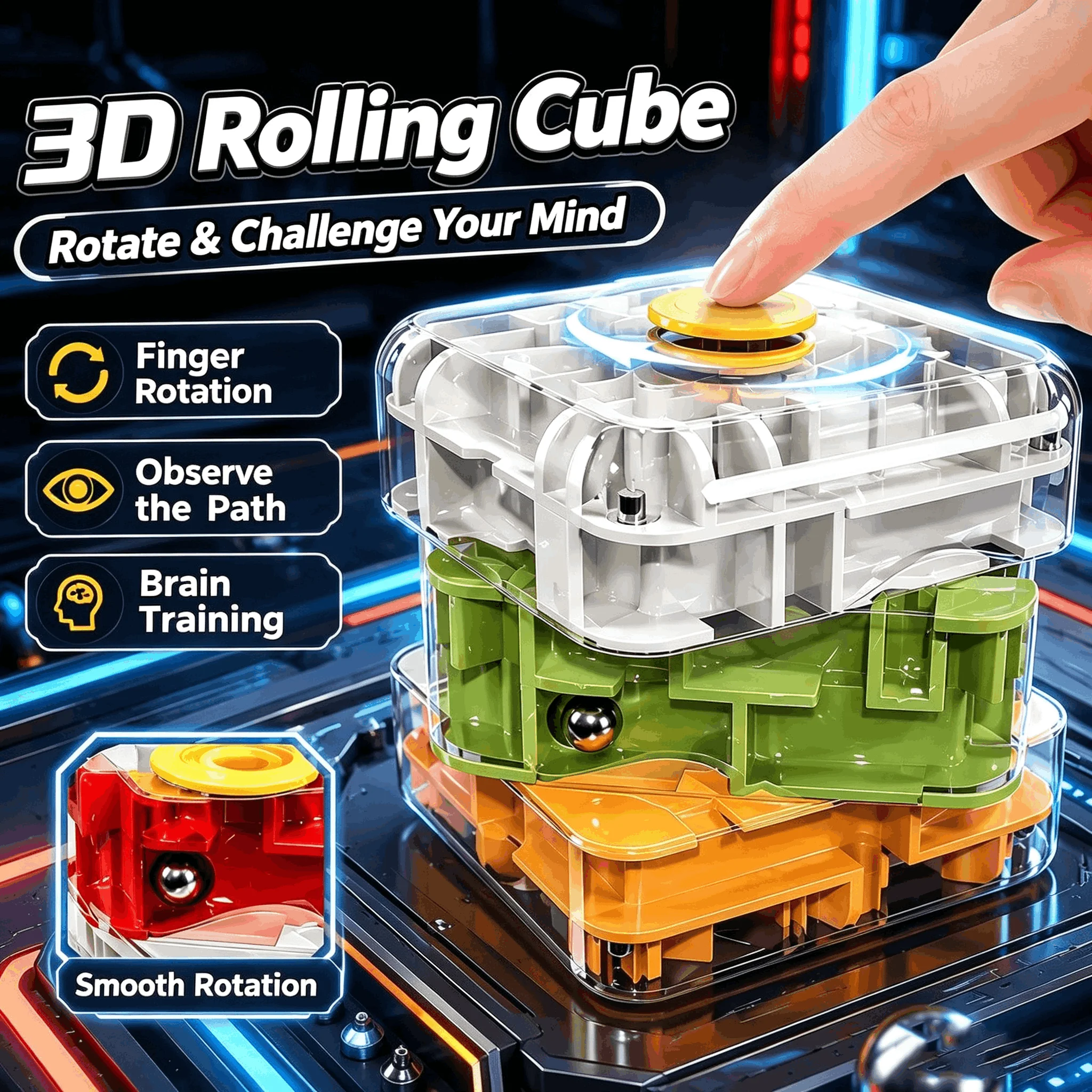 3D Marble Maze Cube Challenge Educational Toy, Logical Thinking Brain Development 3D Puzzle For Kids