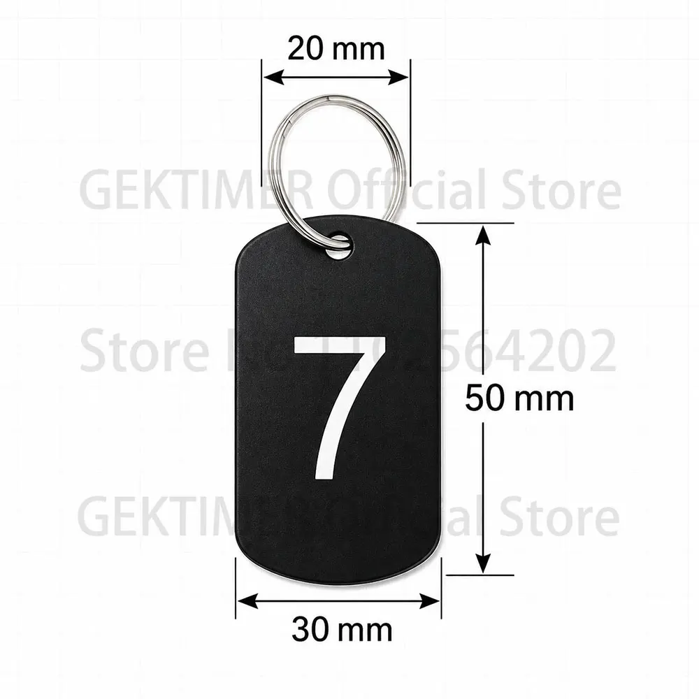 GEKTIMER Schwarze Aluminium-Nummernschilder mit Schlüsselring, Schwarze Rechteckige Aluminium-ID-Etiketten, Gravierte Nummernetiketten für Zubehör – Detail 1