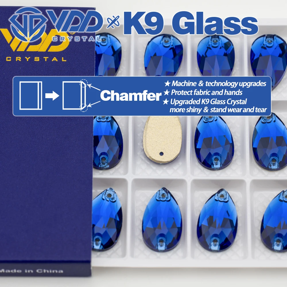 VDD Wholesale Pear Top Quality K9 Glass Sew On Rhinestones Crystal FlatBack Sewing Stones For Garment DIY Clothes Wedding Dress