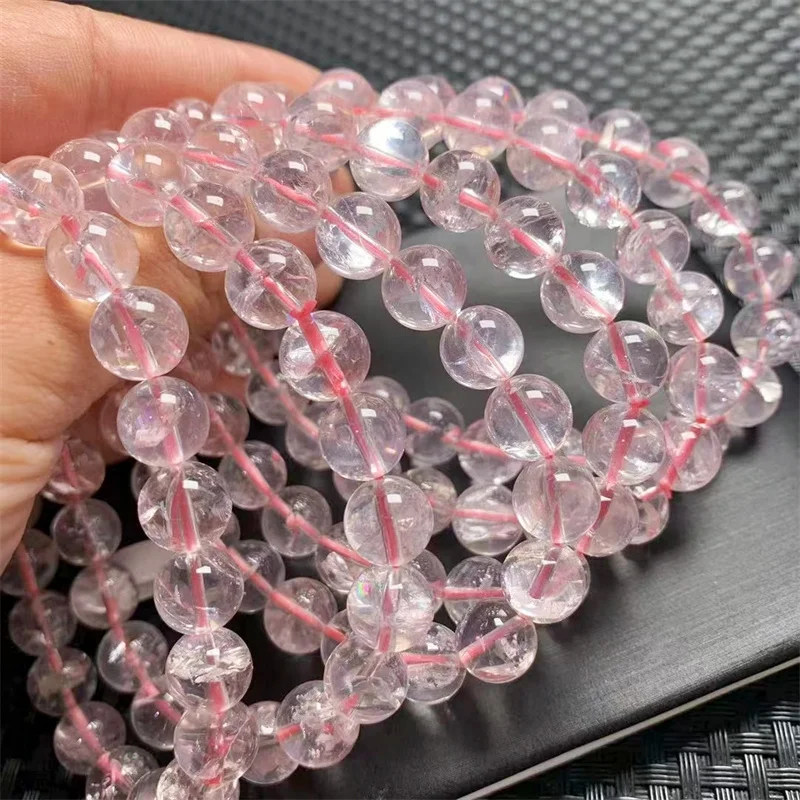 

10MM Natural Pink Asai Quartz Bracelet Fashion Crystal Quartz Gemstone Jewelry Reiki Healing Gift For Women 1pcs