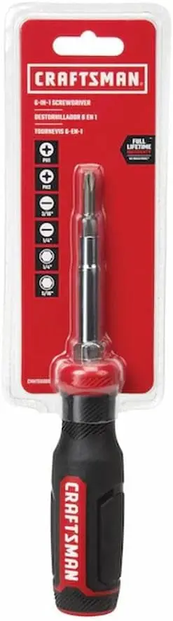 Screwdriver with 6 Multi-Bits, Store Extra Bits in Handle