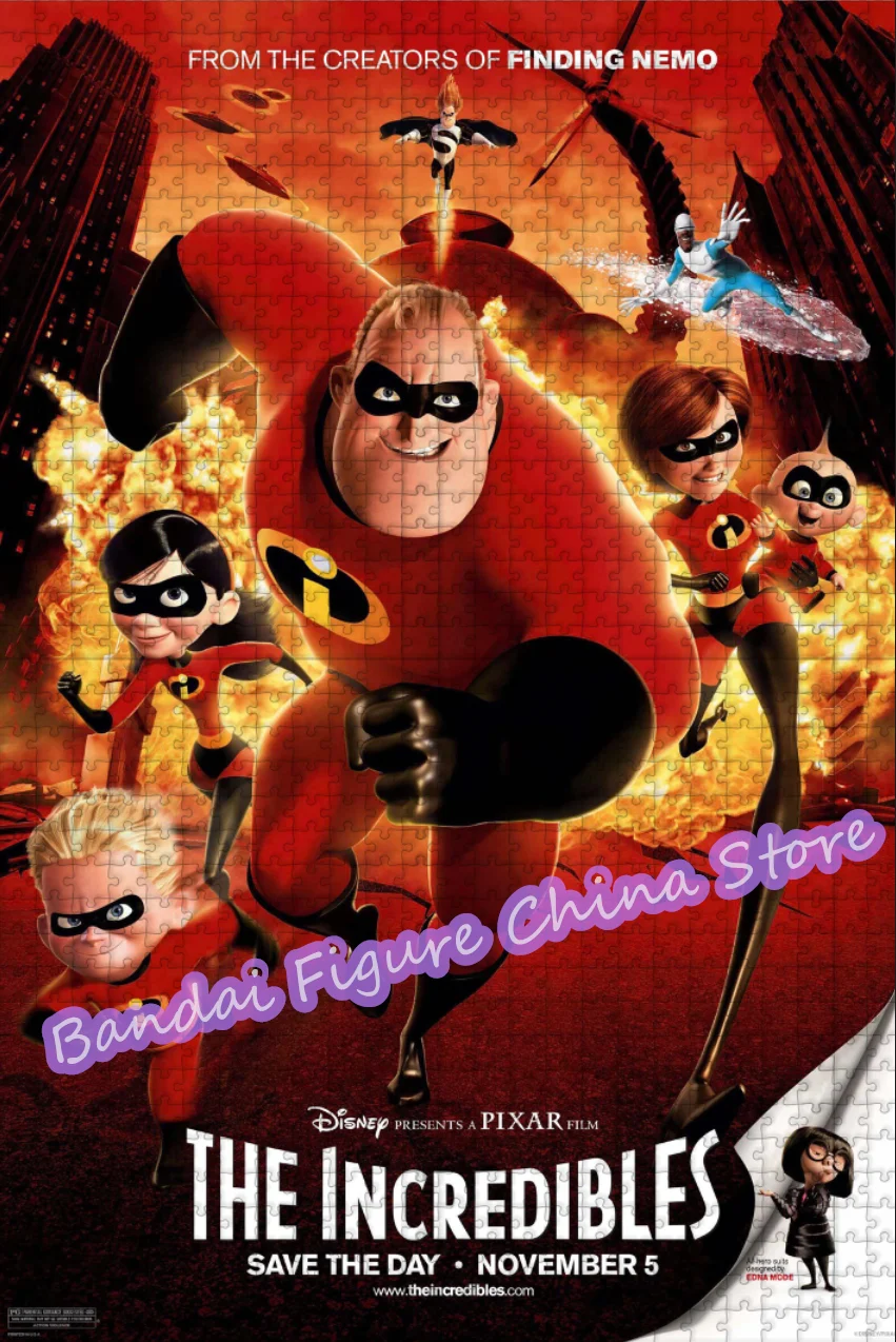 Incredibles 2 Disney Movies Print Jigsaw Puzzles 300/500/1000 Pieces Cartoon Superhero Family Puzzle Kids Educational Game Toys