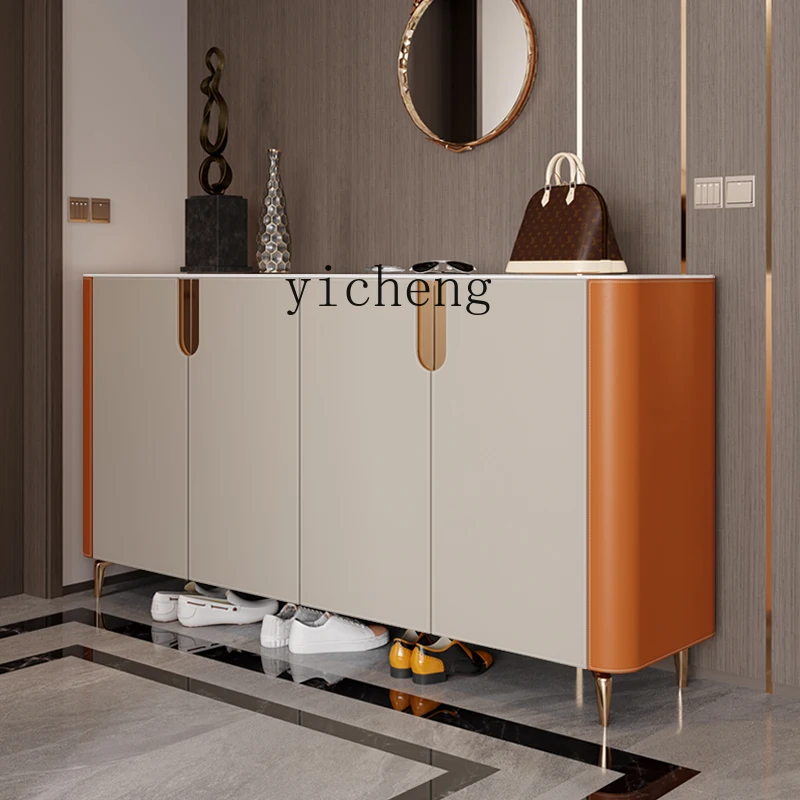 

X5-14 saddle leather light luxury shoe cabinet multi-functional partition cabinet high foot solid wood extended cabinet shoes