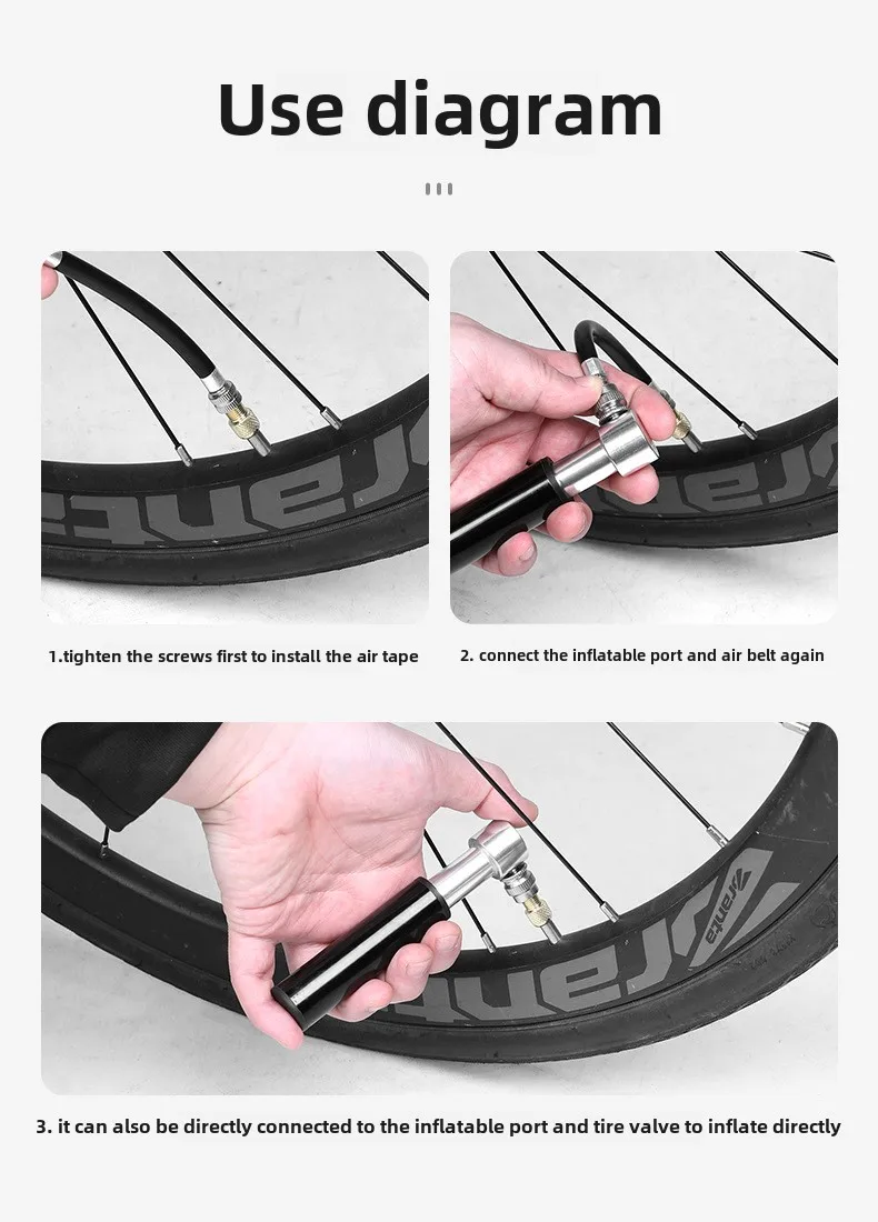 Fahrrad Aluminiumlegierung Minipumpe Tragbare amerikanische und französische Mund Universal Mountain Road Bike Basketball Handluftpumpe – Detail 13