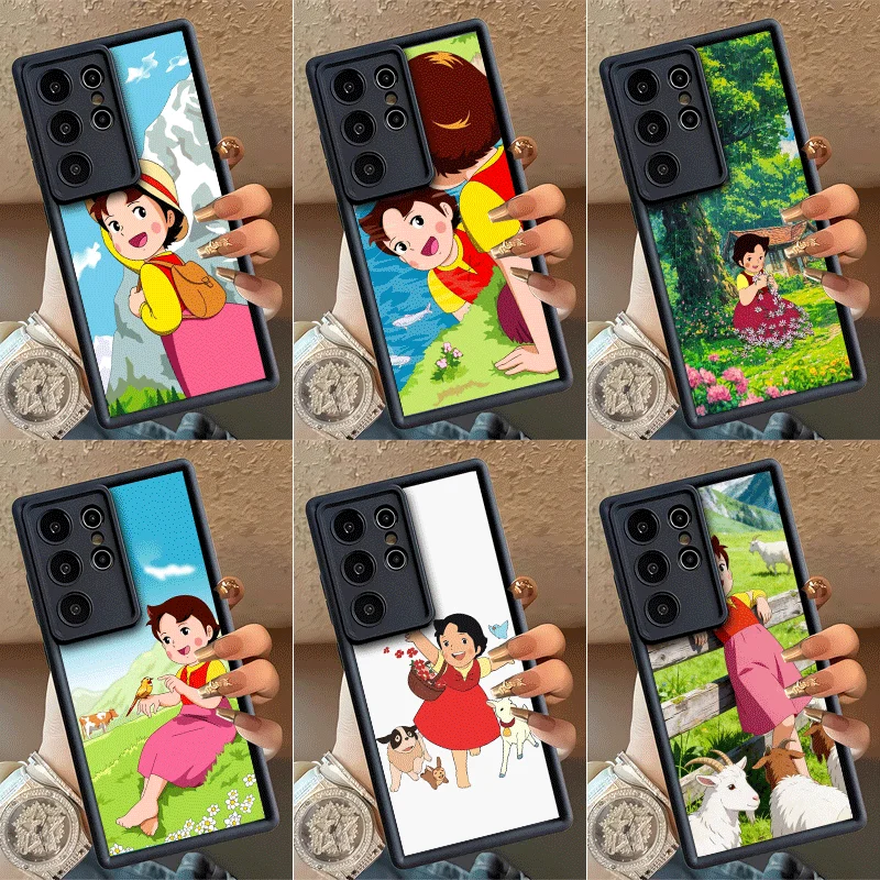 Heidi Cartoon Cute Shockproof Phone Case For Samsung Galaxy S23 S24 S25 S26 Ultra S21 FE S20 Plus 5G Silicone Cover