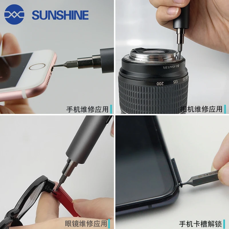 SUNSHINE SD-18E Electric Screwdriver Set S2 Alloy Steel with Mini Screwdriver Storage Box for IPhone IPad Camera Table Repair