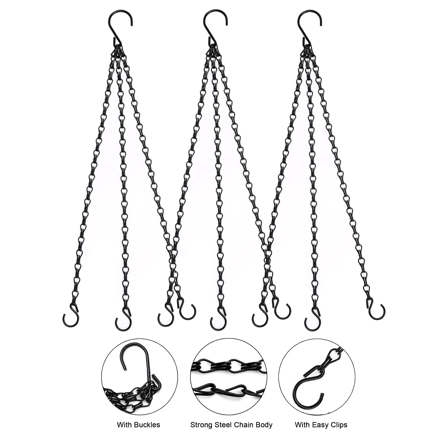Hanging Basket Chain Flower Pot Hanging Chain Replacement Plant Hangers Flower Pot Bird Feeders Hanging Basket Chain Hang Hooks
