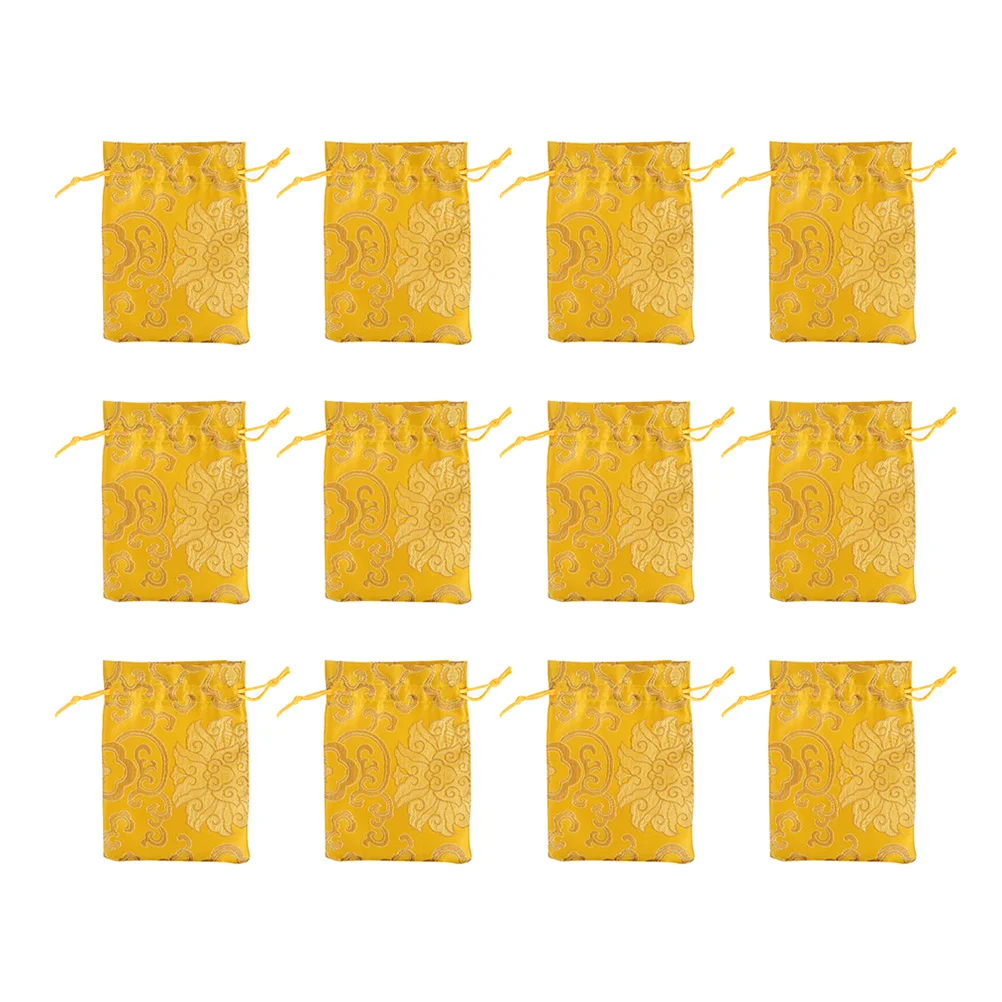 

12Pcs Chinese Style Drawstring Gift Bags Embroidered Craftsmanship Pouch for Wedding Party Favors and Jewelry Drawstring Bag