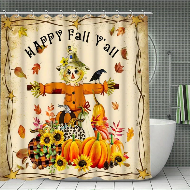 4PCs Smile Scarecrow Curtain Shower Curtain Decoration, Beautiful Housewarming Gift Modern Home Decoration, Waterproof Shower Cu