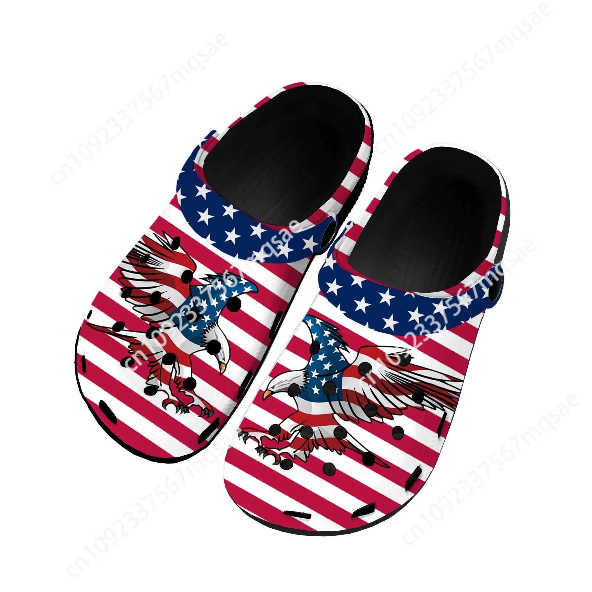 

USA Flag America Red Blue White Art Home Clogs Custom Water Shoes Mens Womens Teenager Shoe Garden Clog Beach Hole Slippers