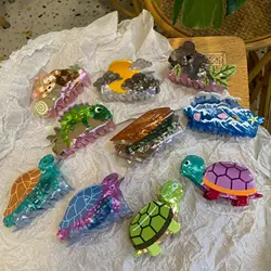 Creative Acrylic Cartoon Tortoise Koala Book Lizard Wave Shape Headwear New Personality Animal Shark Hair Clip Claw Accessories