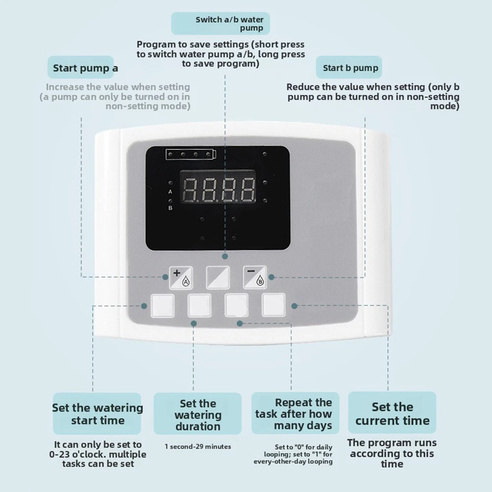 Timed Dual-Pump Solar Irrigation Device with Voice Reminders for Low Water and Dry Run Protection For Balcony Use