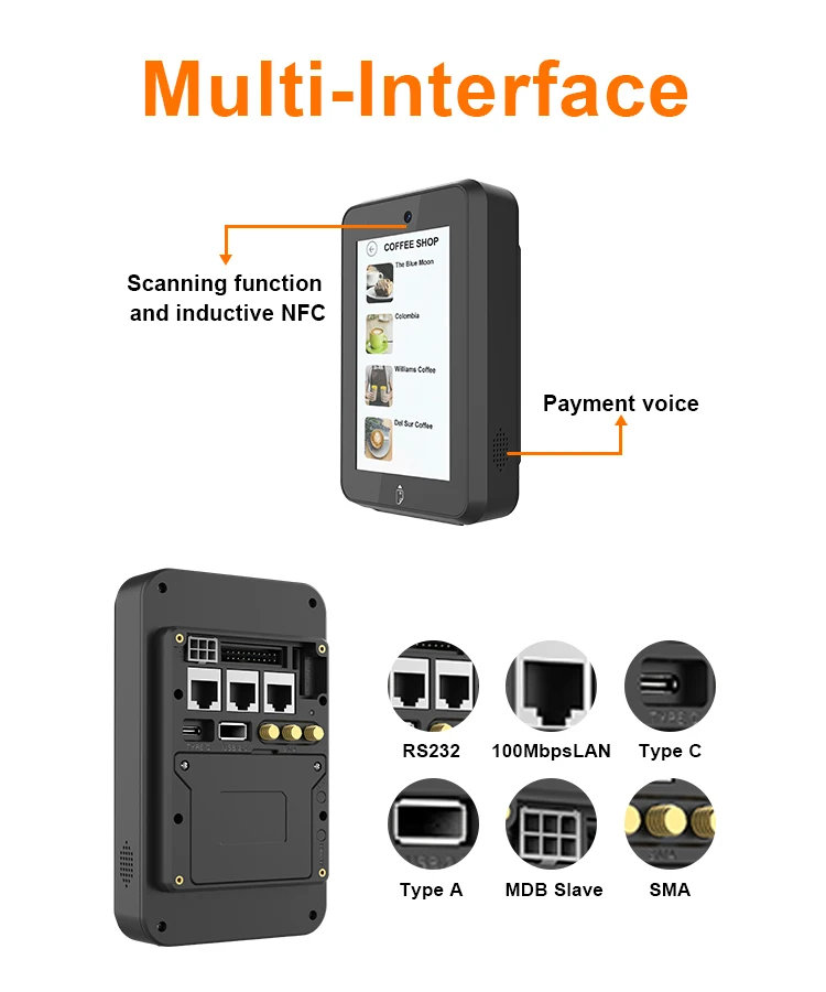 Kiosk Terminal NFC Payment Self Services Unattend Ticket Terminal Contactless Order Android Card Payment Machine CM30