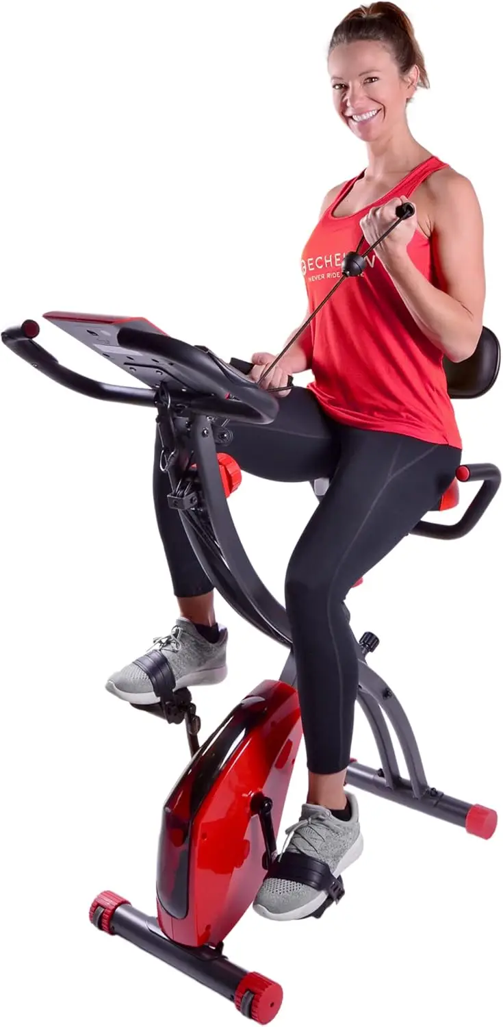 Magnetic, Foldable, Upright/Recumbent, Multi-Level Resistance, Arm Resistance Band, and LCD Display