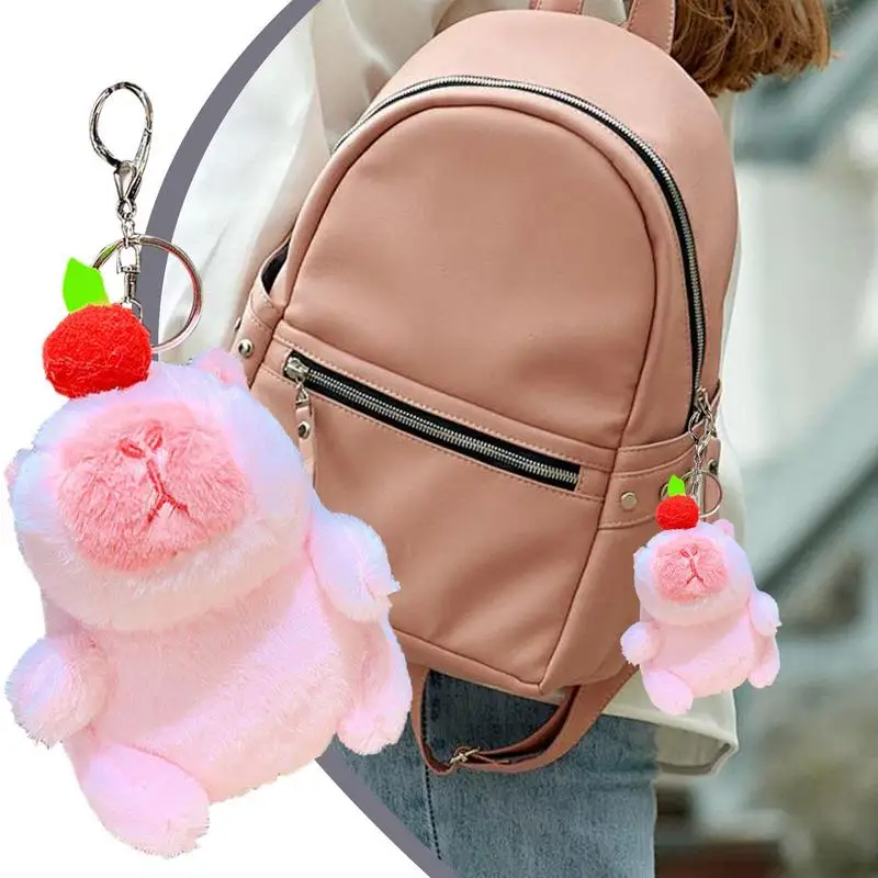 Capybara Keychain Adorable Plush Animal Toy Keychain Creative Music Stuffed Animal Pendant School Bag Capybara Key Chains For Bo