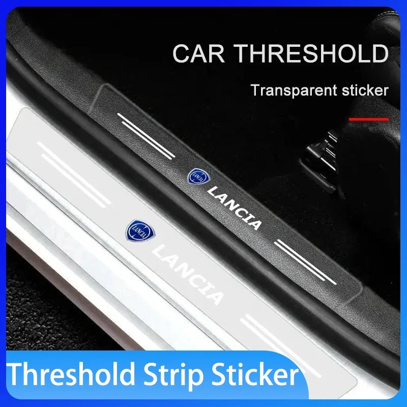 

4pcs Carbon Fiber Car Sticker Auto Door Threshold Scratch Waterproof For Lancia ypsilon delta musa nera thema universal