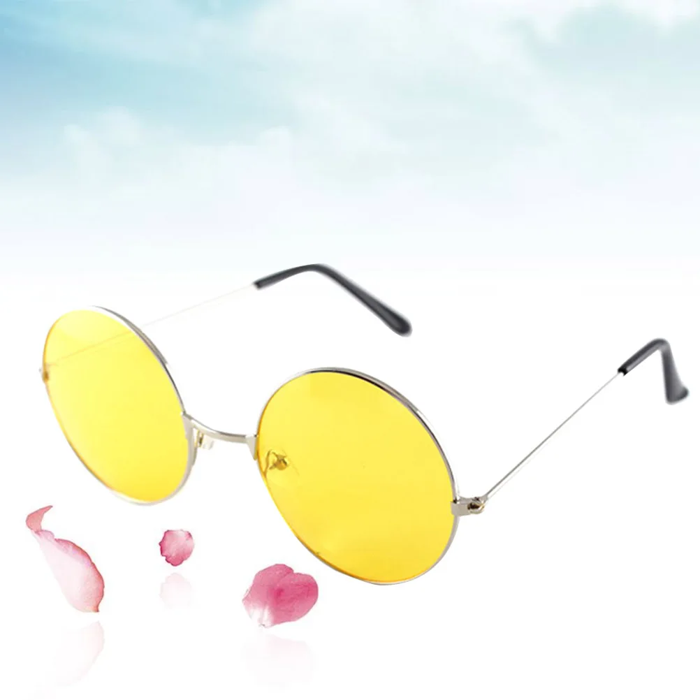 

2PCS Round Sunglasses Round Retro Glasses Lightweight Plastic Circle Yellow Eyeglass Durable UV Protection Outdoor Fashion