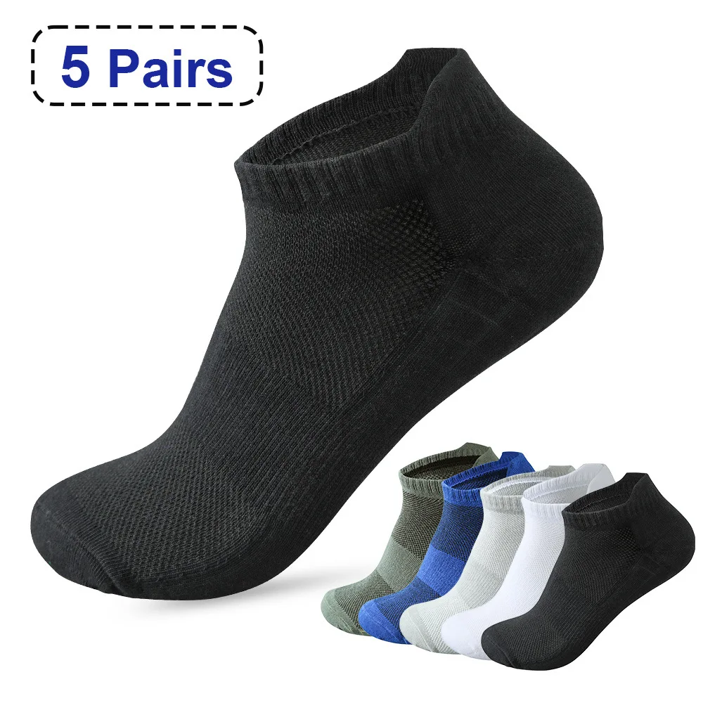 5 Pairs/Lot Men Cotton Socks Summer Thin Sports Socks Basketball Breathable Resistant Odor Short Socks for Running