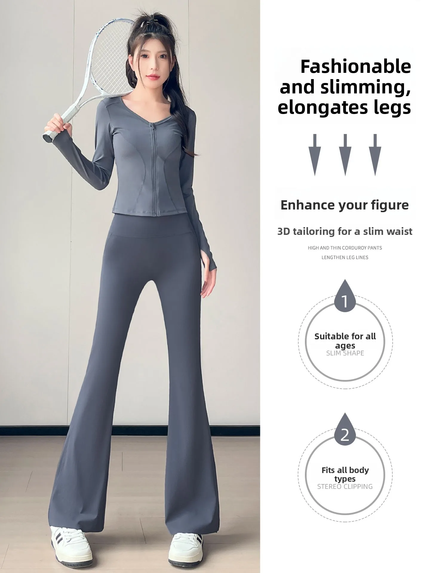 Conjunto de roupas esportivas de corrida feminina longa sve yoga roupas linda ba ket micro queimado calças de fitn v-ne zíper